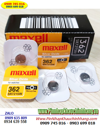 Maxell SR721SW _Pin 362; Pin đồng hồ 1.55v Silver Oxide Maxell SR721SW _Pin 362 (Japan)_Vỉ 1viên